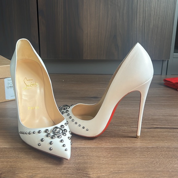 White Christian Louboutin Door Knock 120 Kid size 38 - Picture 6 of 12